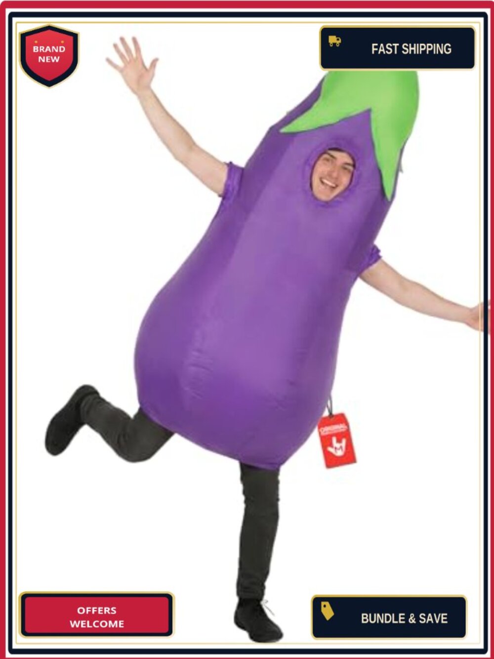 Inflatable Eggplant Costume Adult One Size Funny Halloween Party Suit